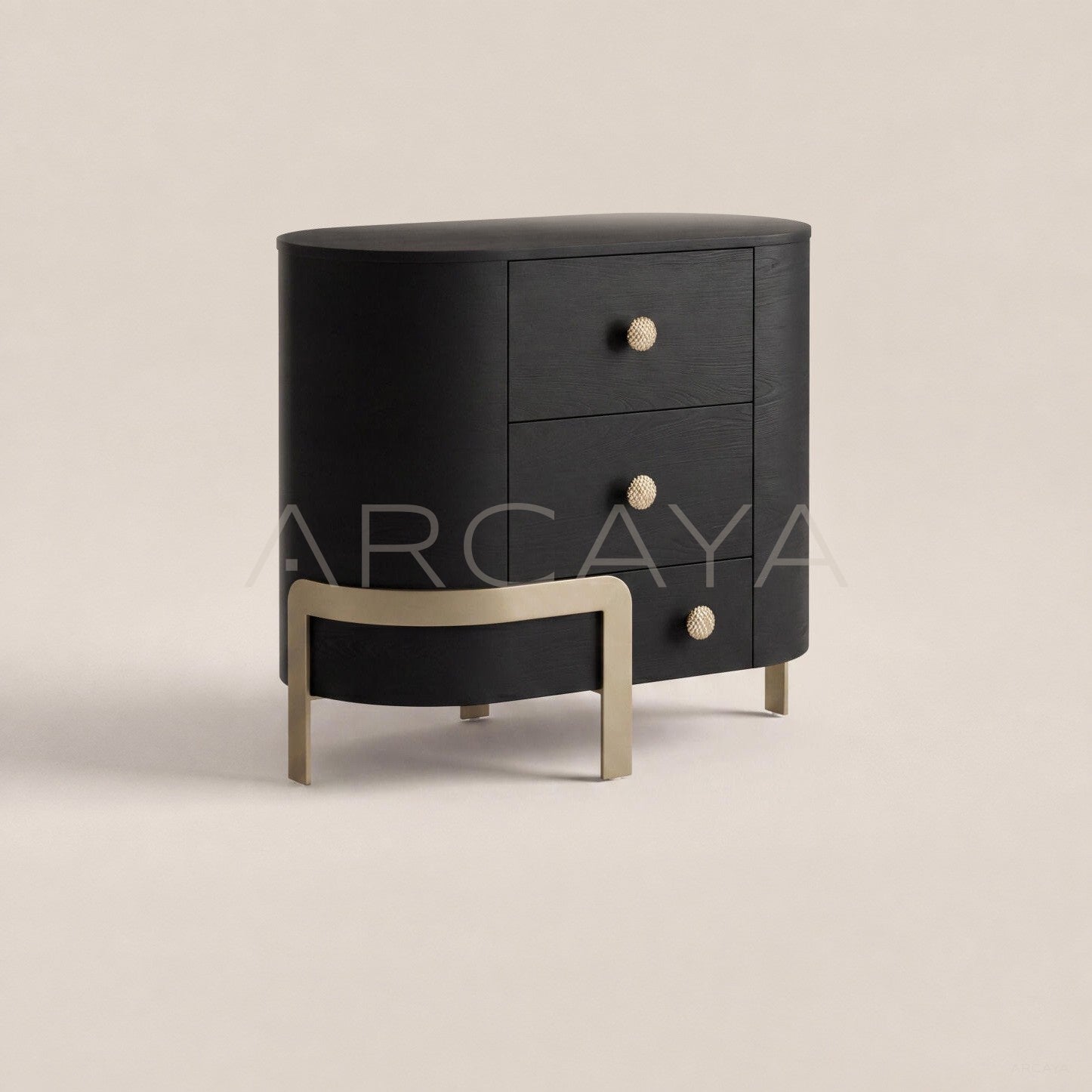 Curved Black Wood Sideboard - main
