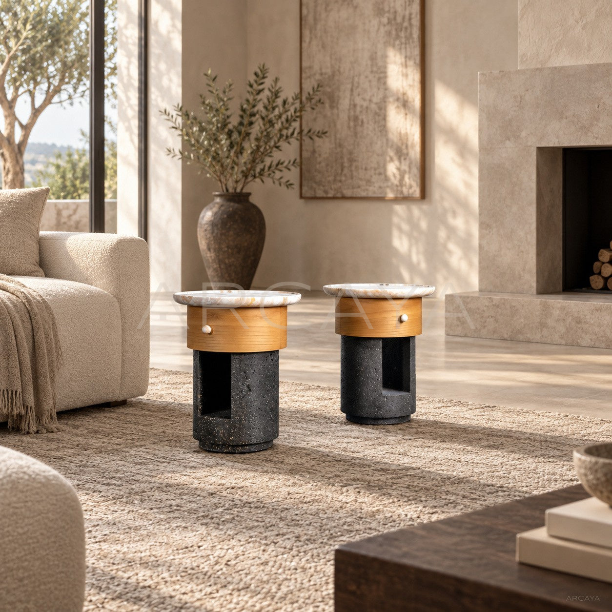 Two-Tone Drum Side Table