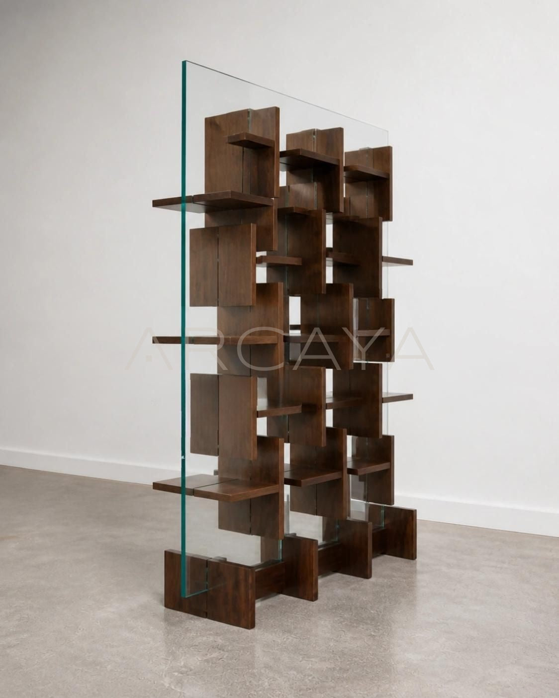 Glass Walnut Display Shelf
