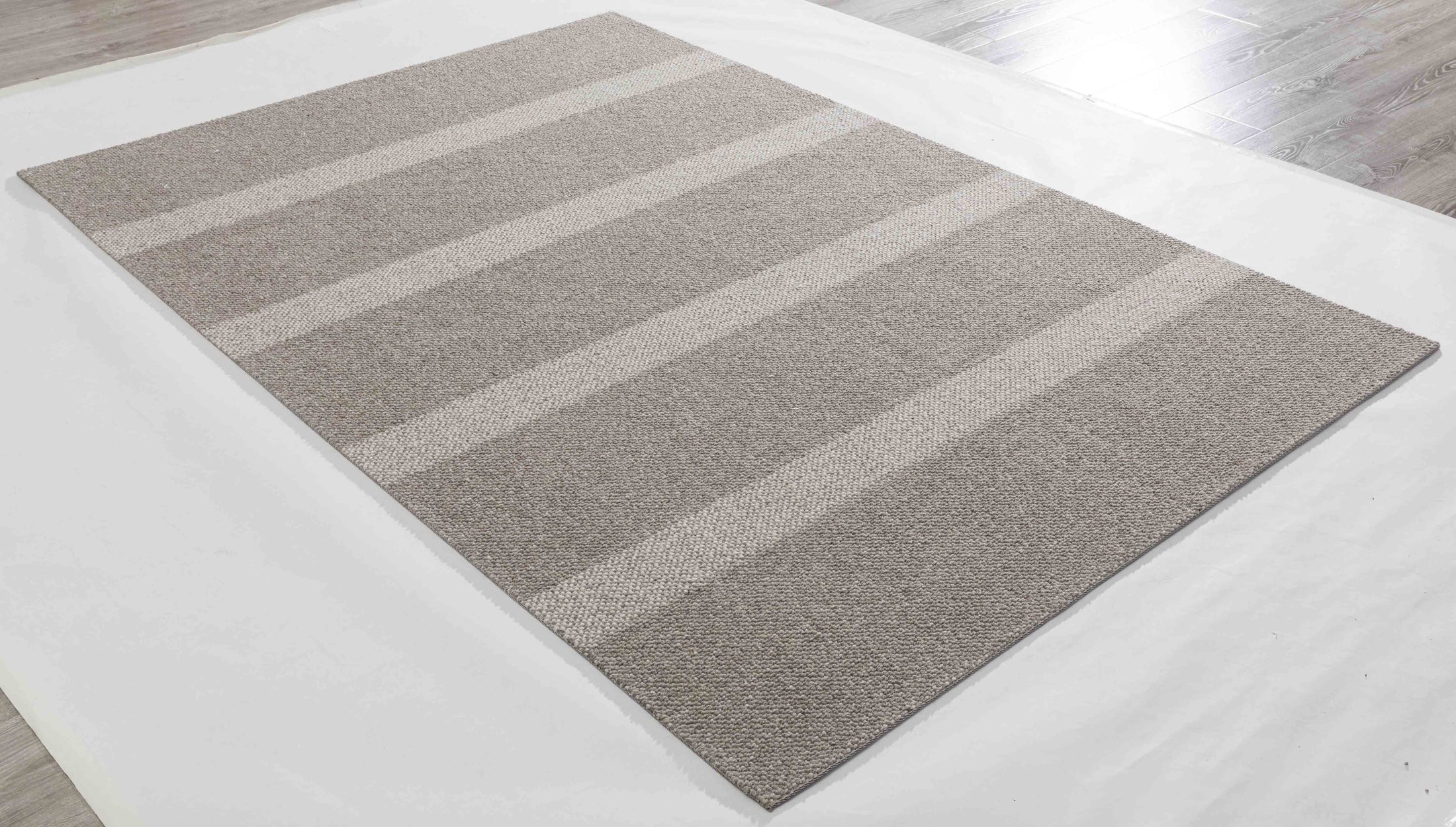 Breeze Arc Area Rug in a finished interior.
