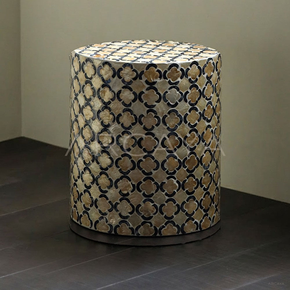 Vintage Shell Inlay Side Table