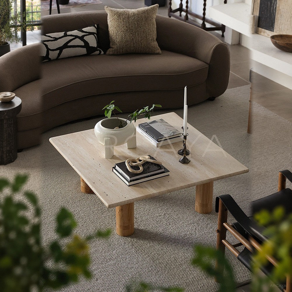 Yellow Travertine Coffee Table