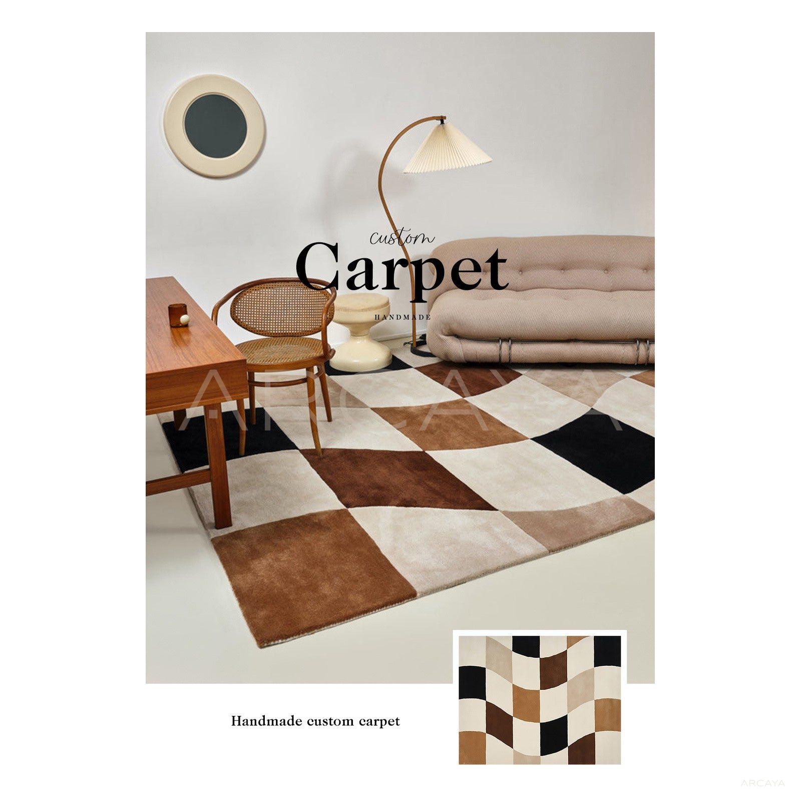 Brown Black Cream Checkerboard Rug Dsm P009 Fr - scene