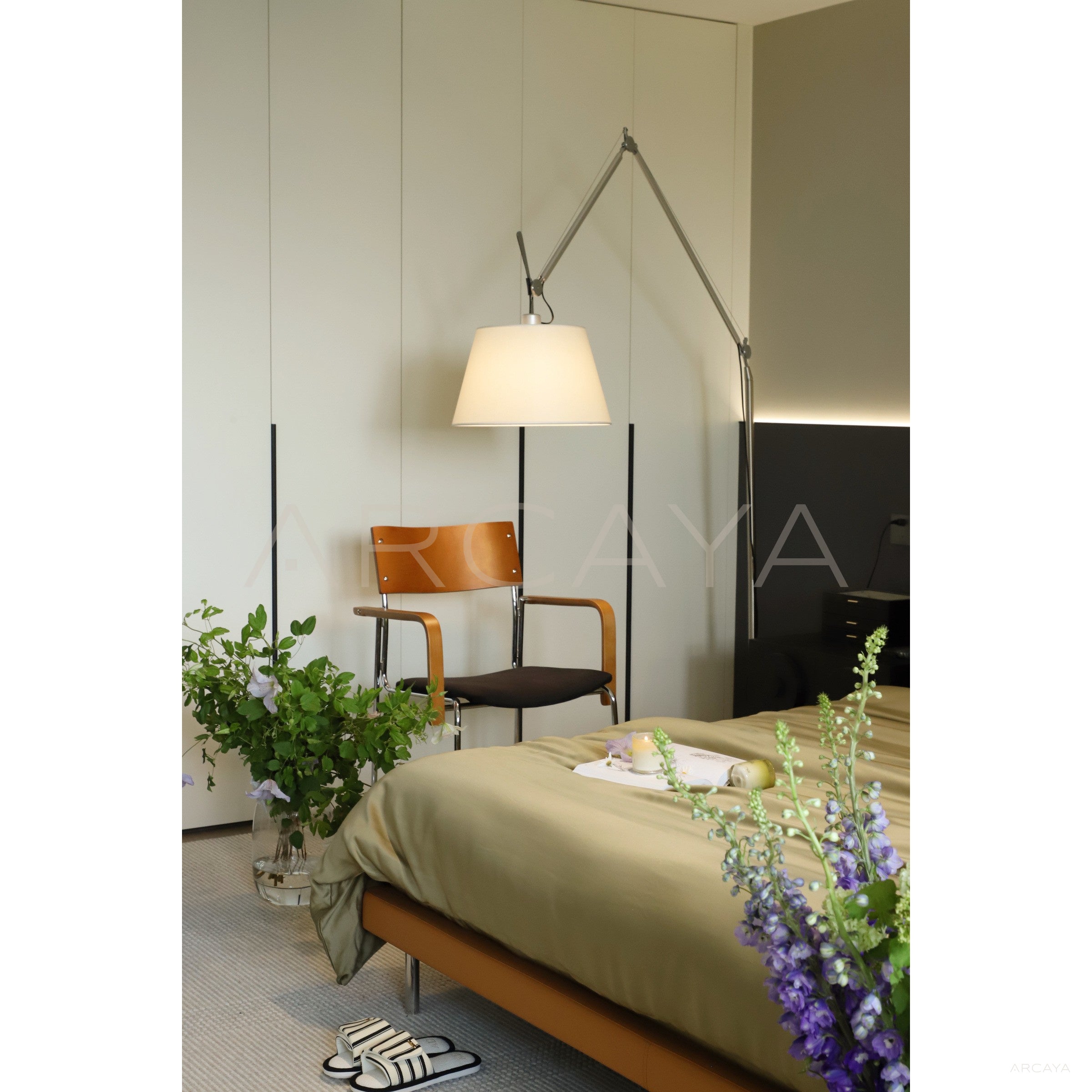 Mid Century Fabric Bed - scene