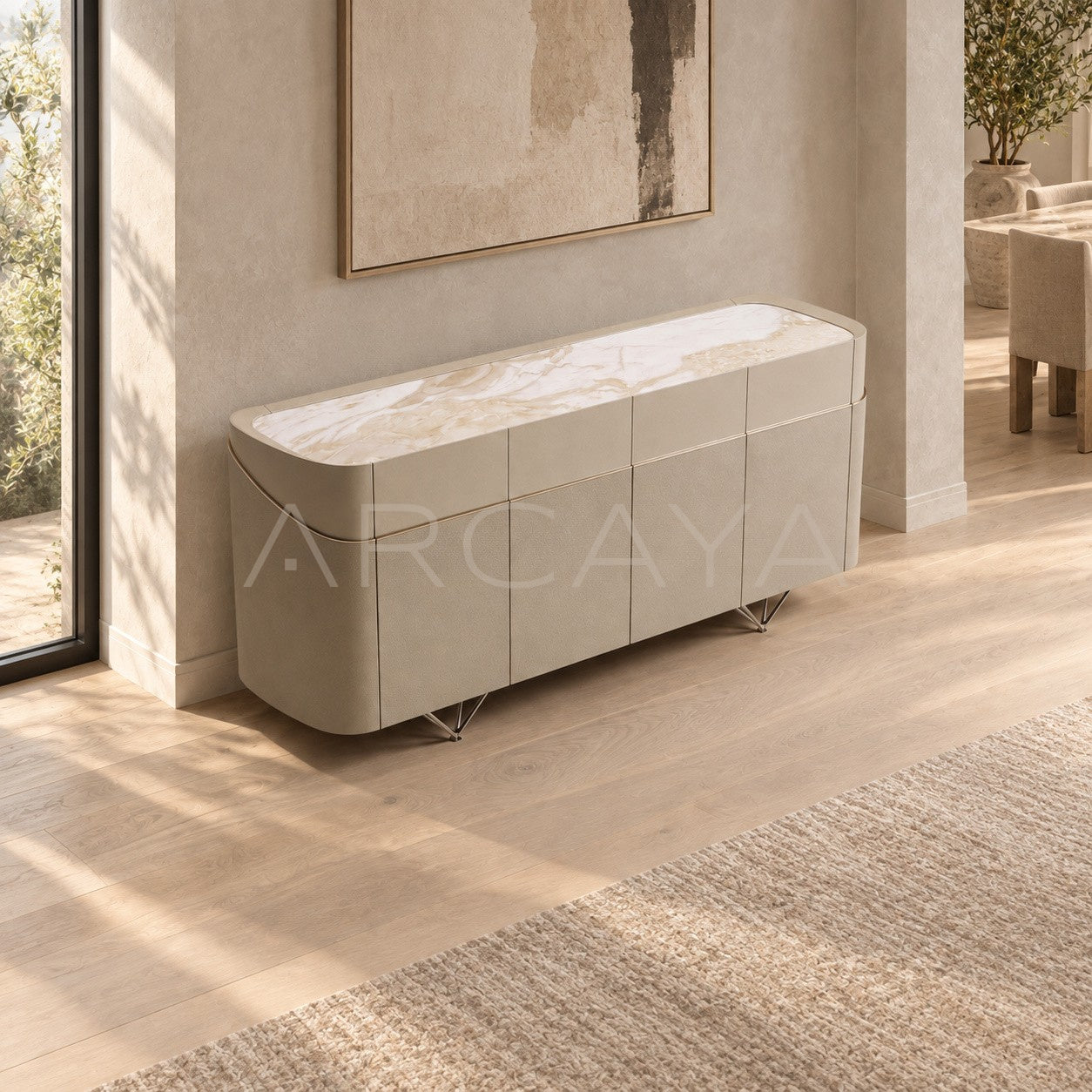 Italian Curved Stone Sideboard