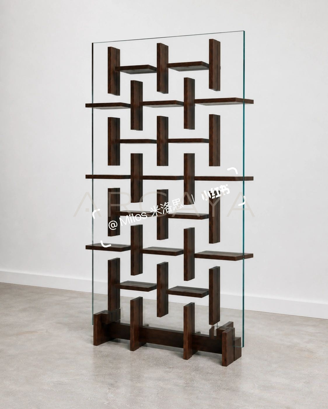Glass Walnut Display Shelf - scene