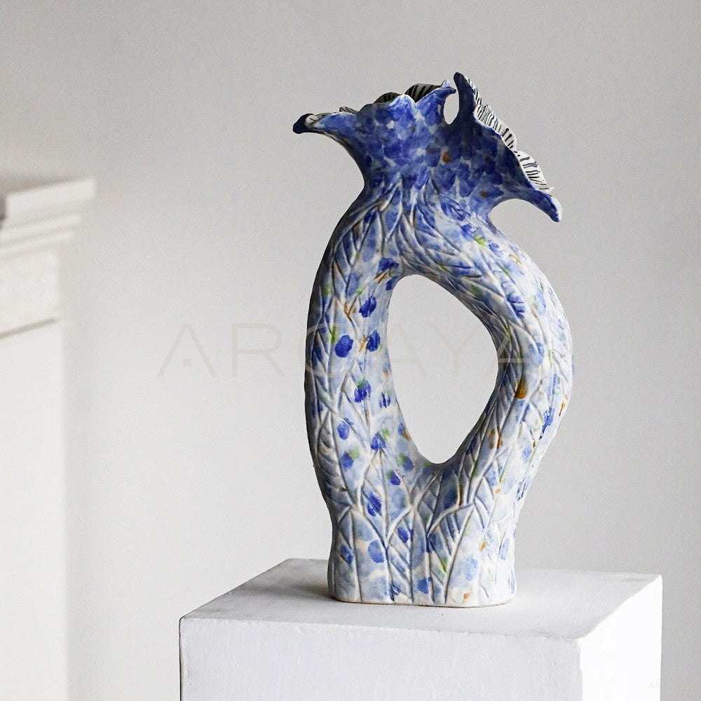 Wabi Sabi Blue Hollow Ceramic Vase - main