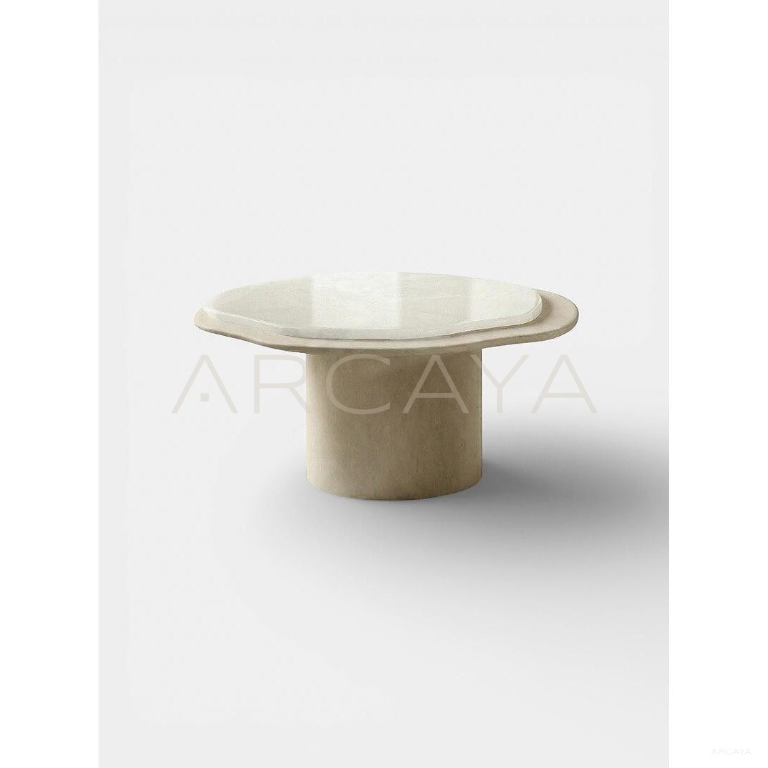 Aston Super White Travertine Piece — Coffee Table - scene