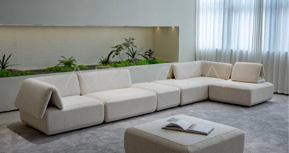 Orla Onyx Straight Sofa - front view 04