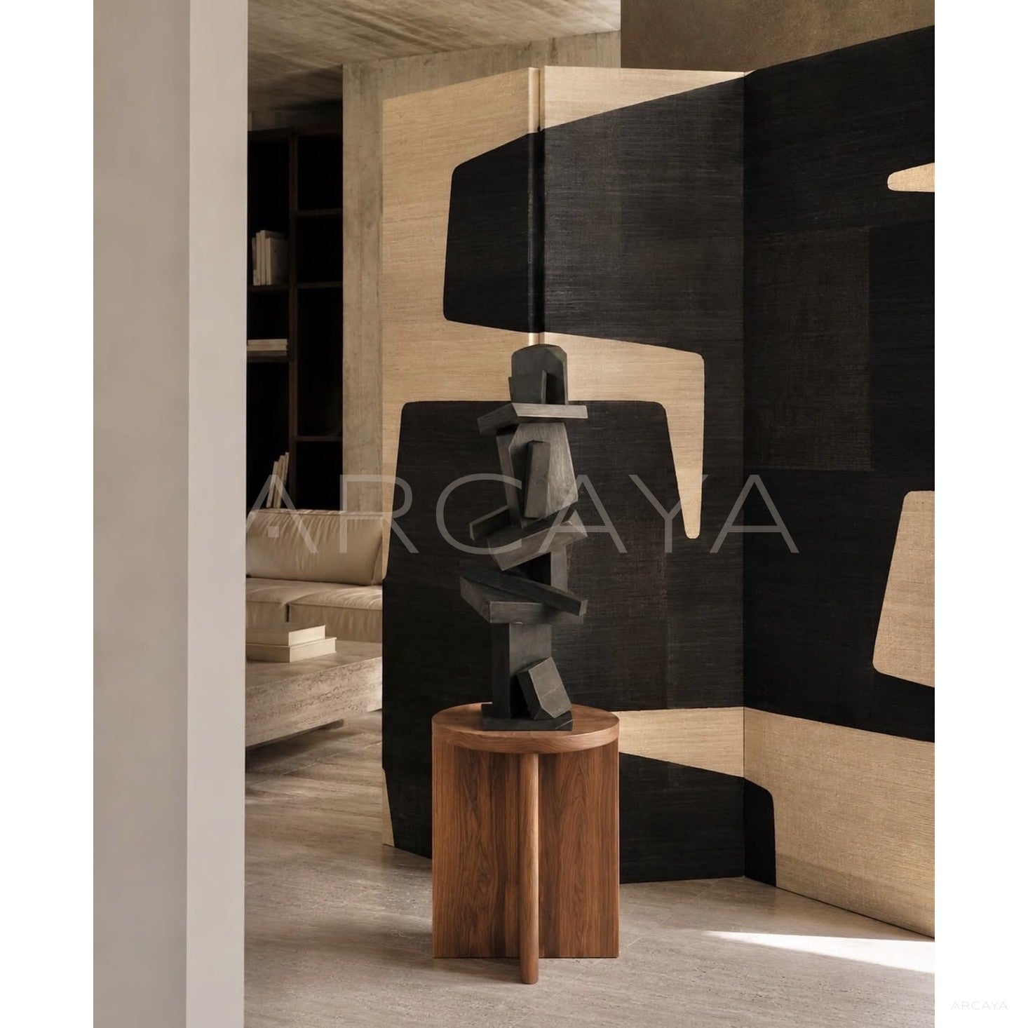 Abstract Geometric Hand Painted Linen Screen