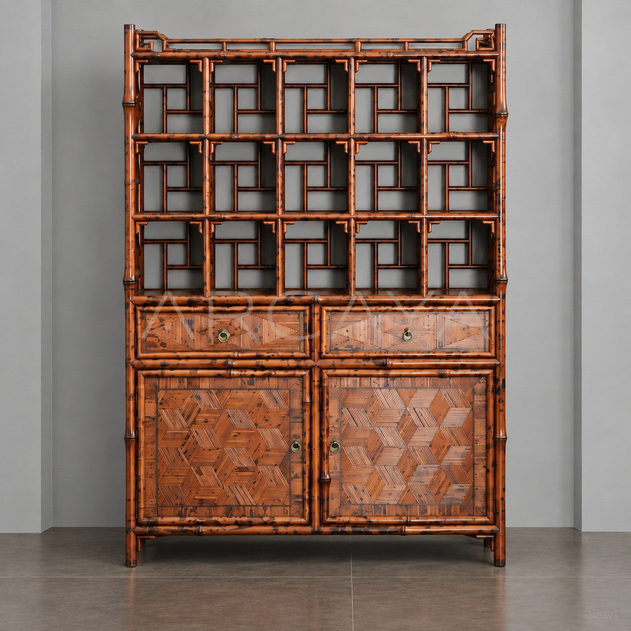 Bamboo Woven Curio Bookcase