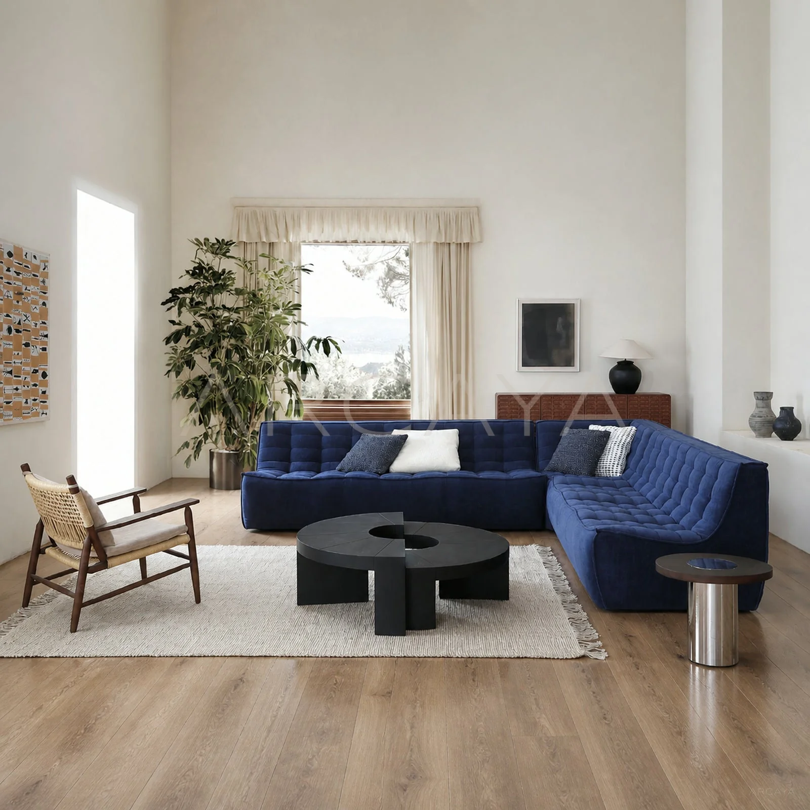 Elara Cedar Straight Sofa - front view 01