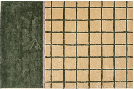 Beige Green Check Rug Dsm P013 F