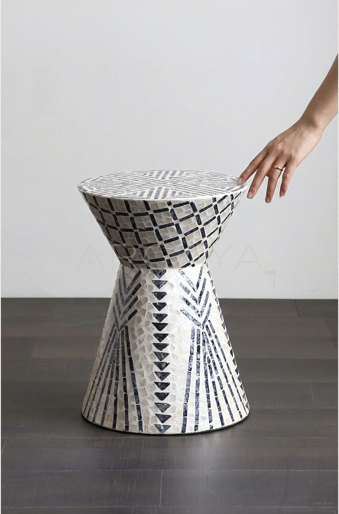 Shell Inlay Mobile Side Table - scene