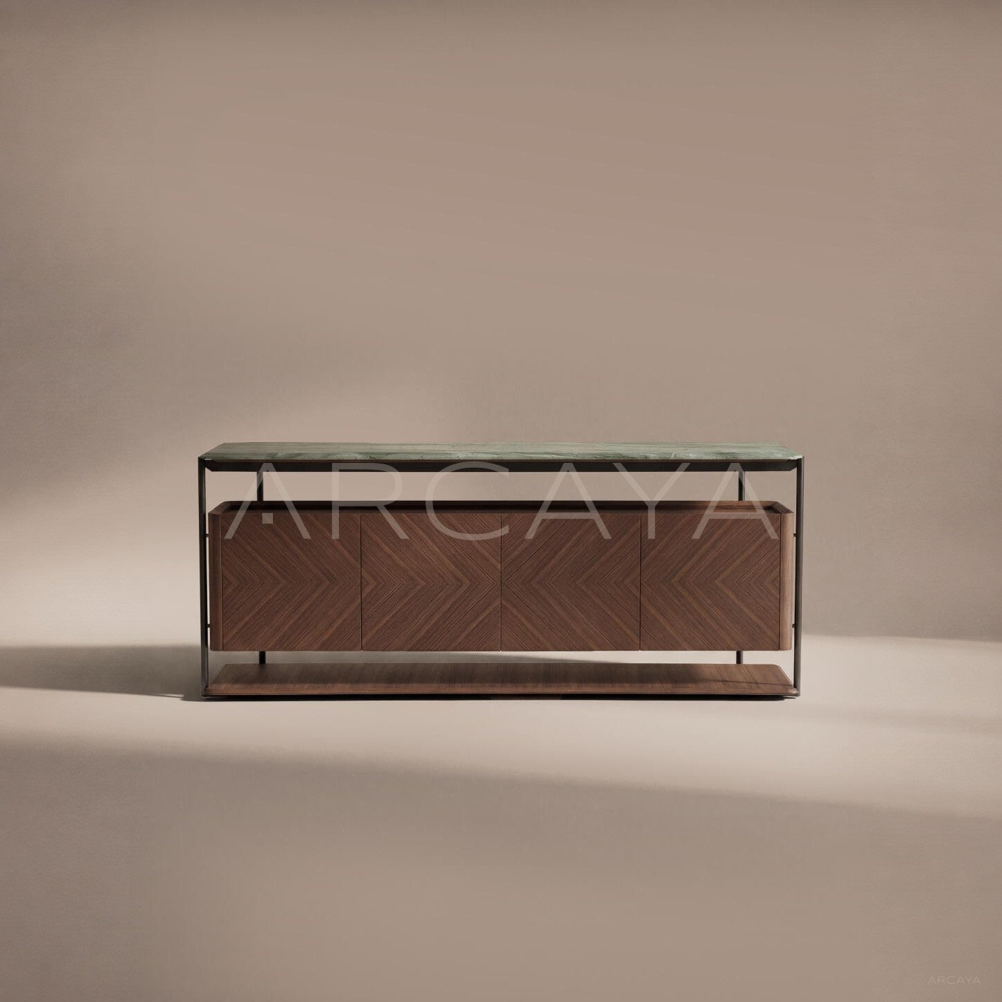 Framed Walnut-Tone Sideboard