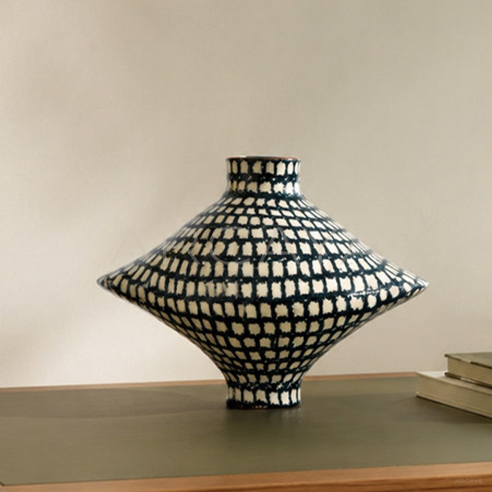 Dadan Hand Painted Checkered Vase Bedroom - main