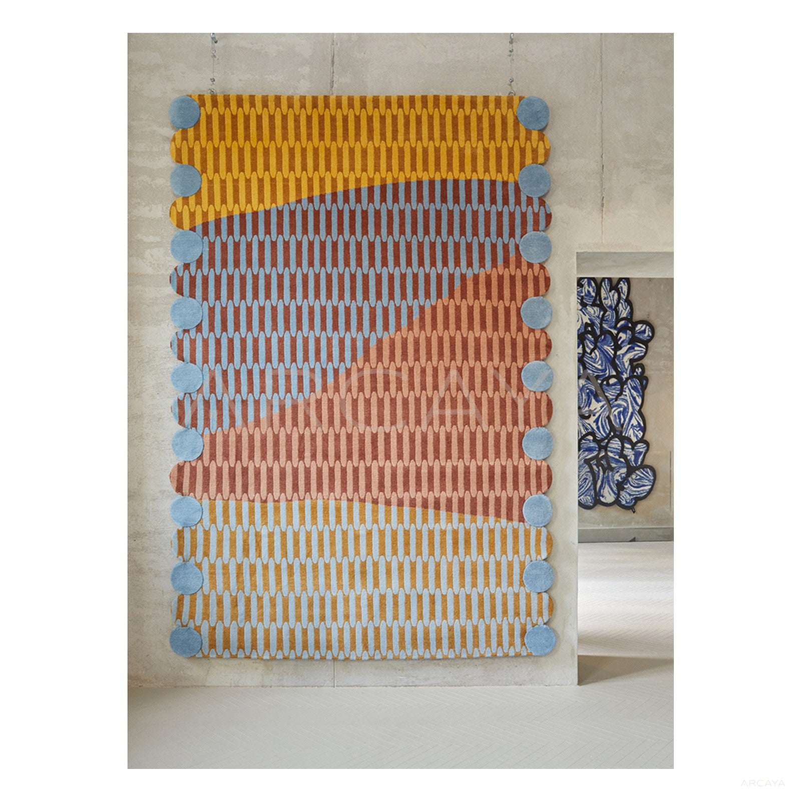 Colorful Linear Woven Rug Dsm P016 F - scene