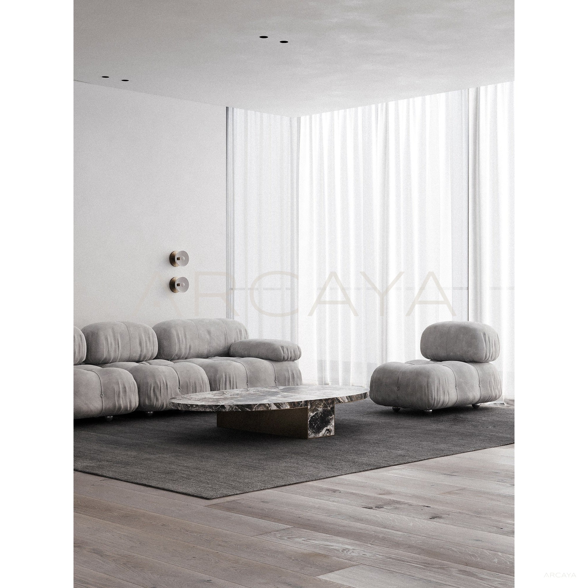 Aston Minimalist Marble Coffee Table Series - scene