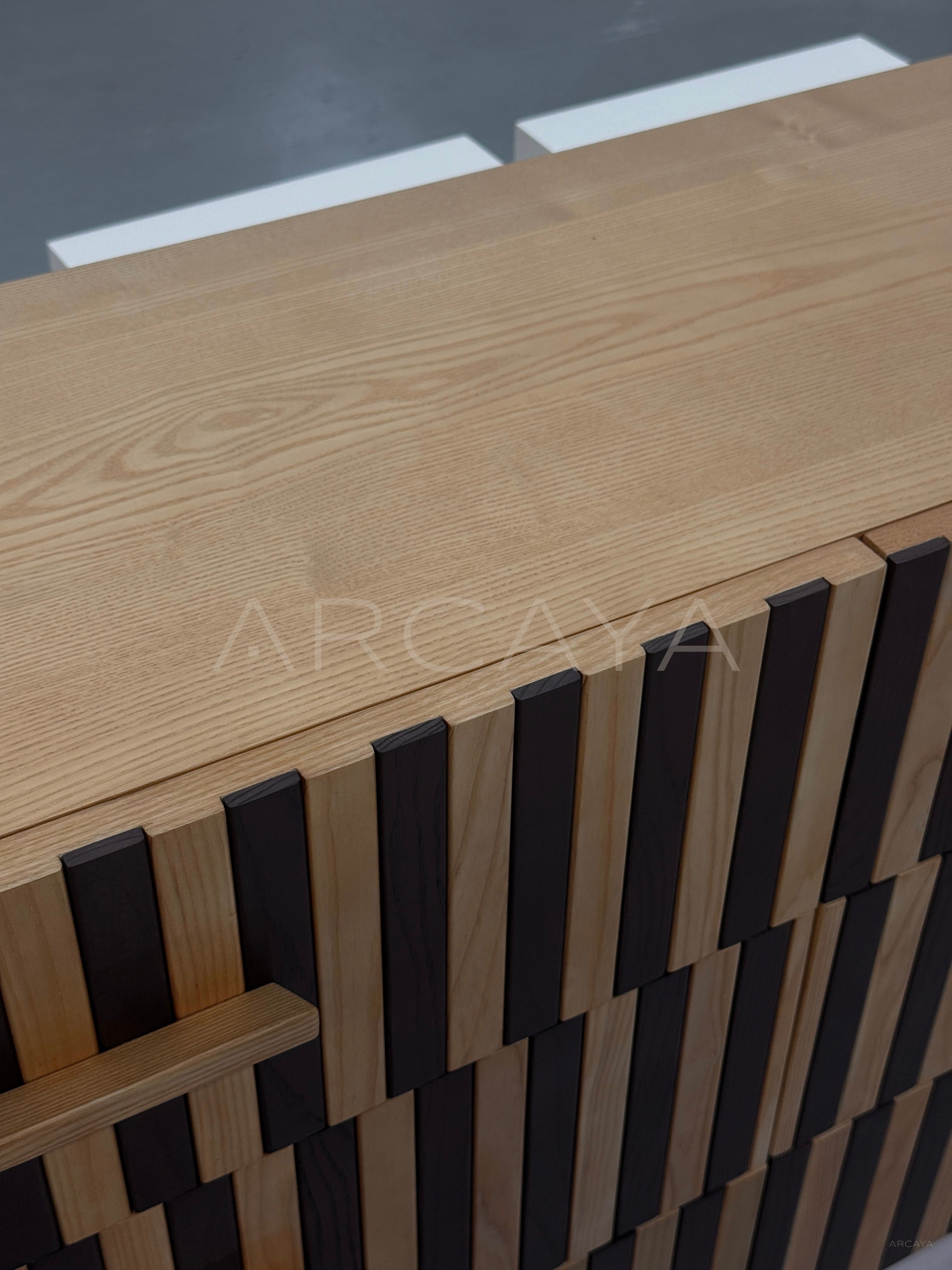 Mosaic Mid Century Solid Wood Chest Of Drawers - detail