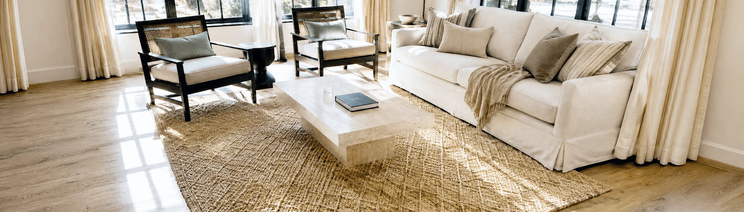 Rugs selected around scale, texture and the furniture above them.