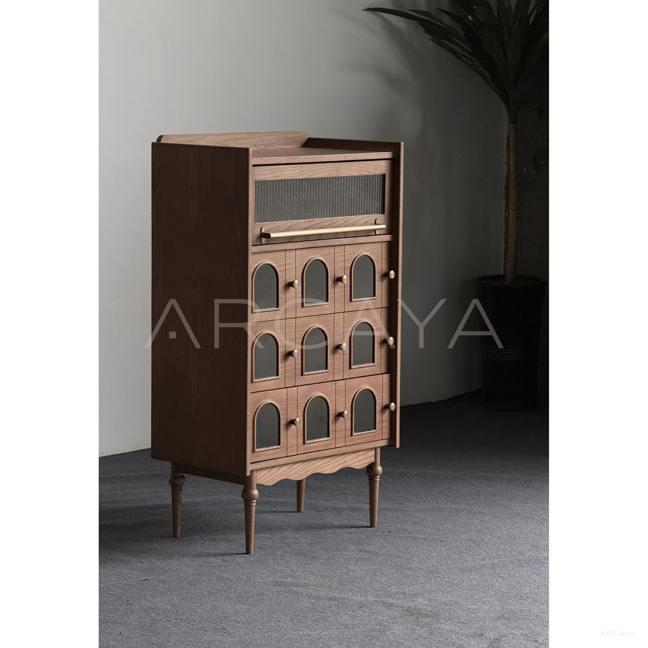 Mid Century Solid Wood Sideboard in detail