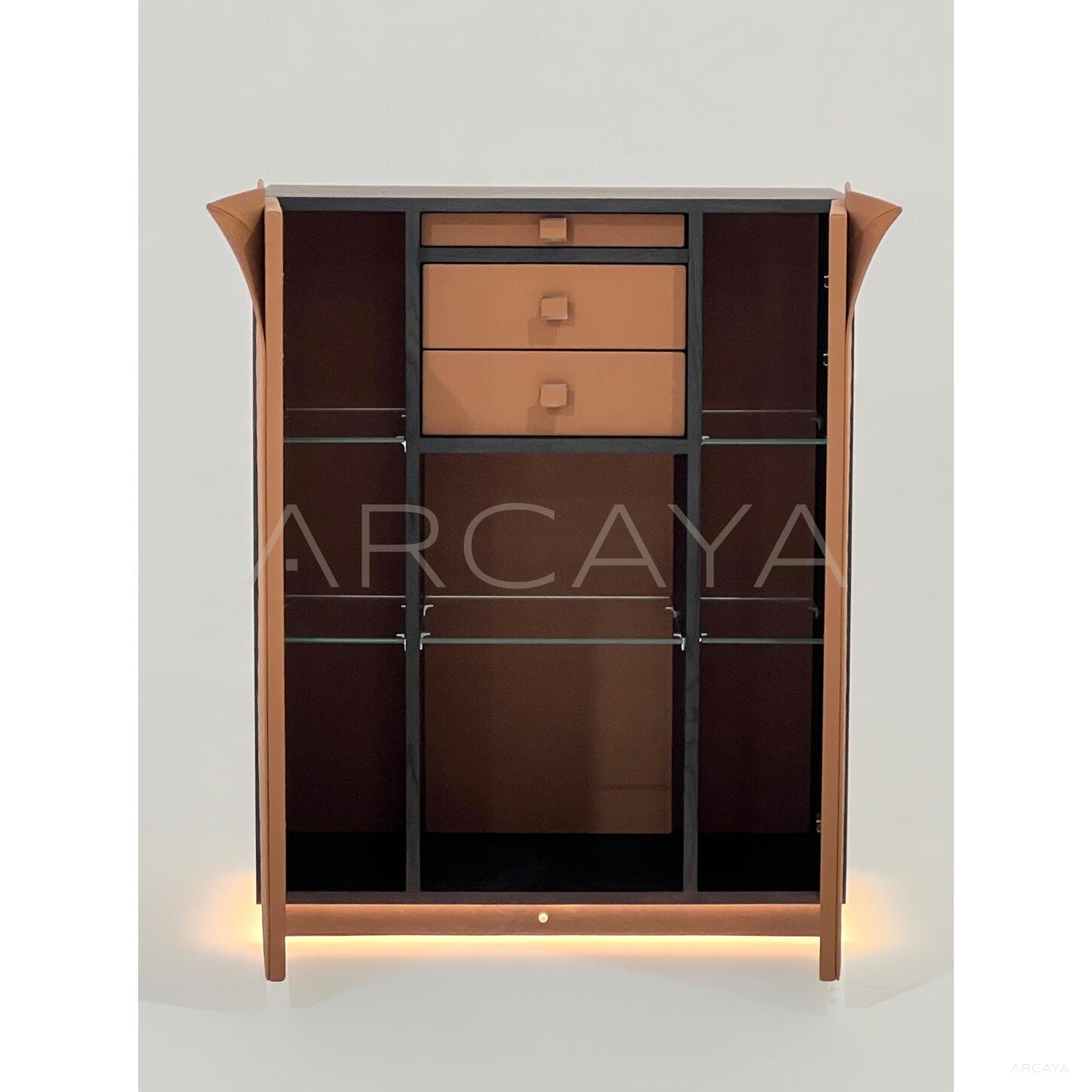 Italian Leather Double Door Wine Cabinet - scene