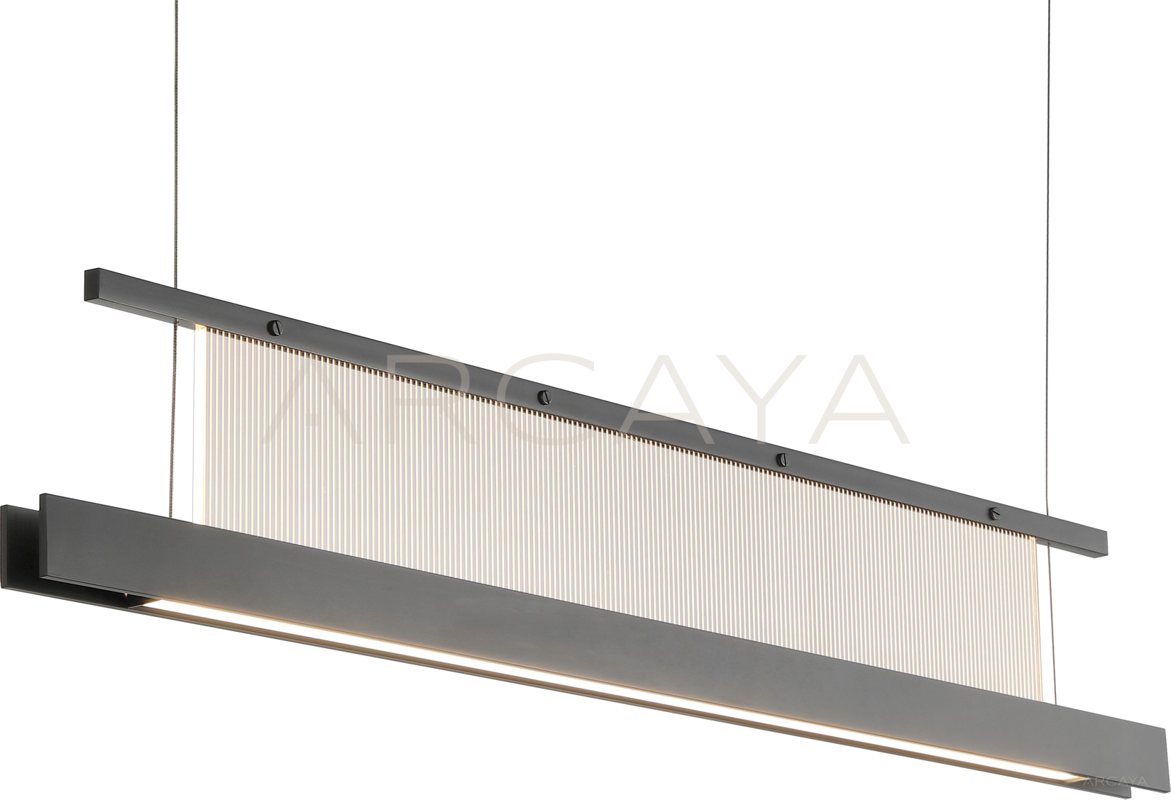Linear Black Frame Ribbed Pendant Light 97077 - scene