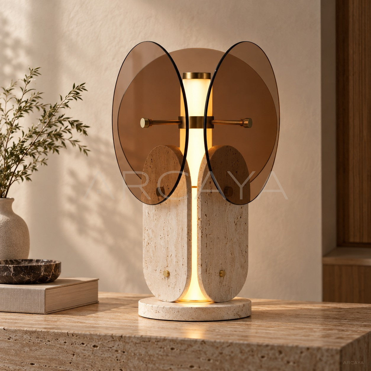 Amber Three Wing Table Lamp 21955