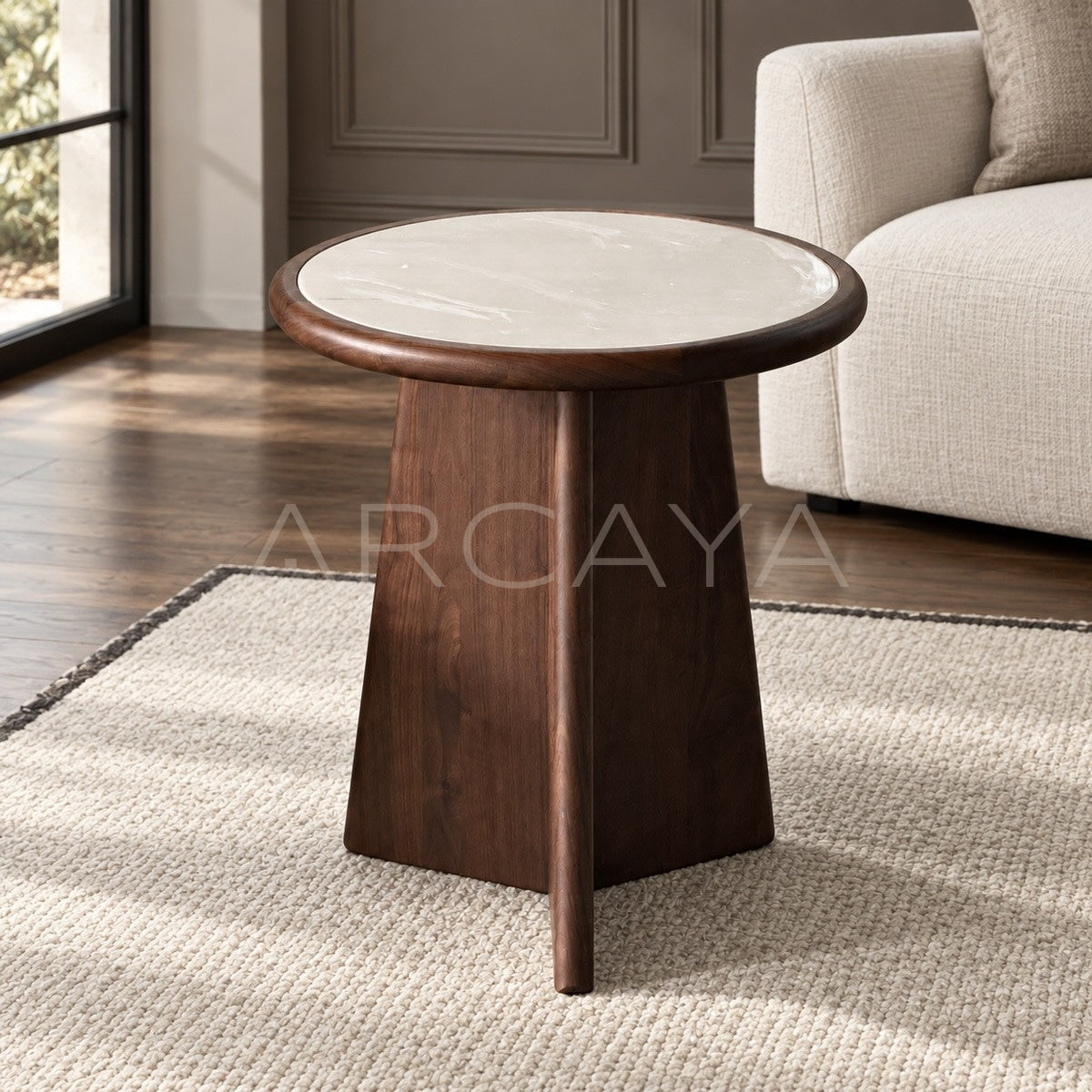 Black Walnut Marble Side Table