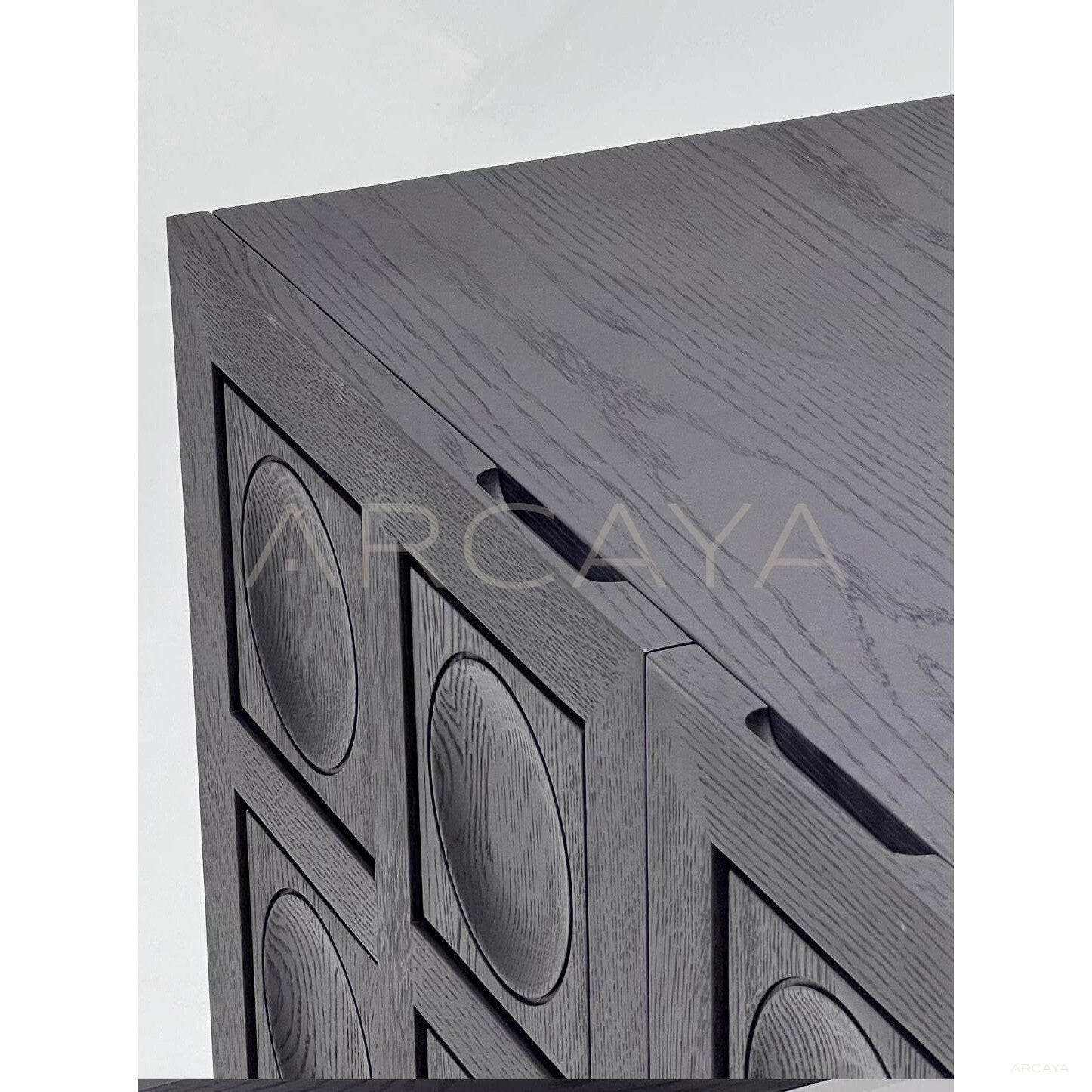 Black Oak Relief Cabinet - scene