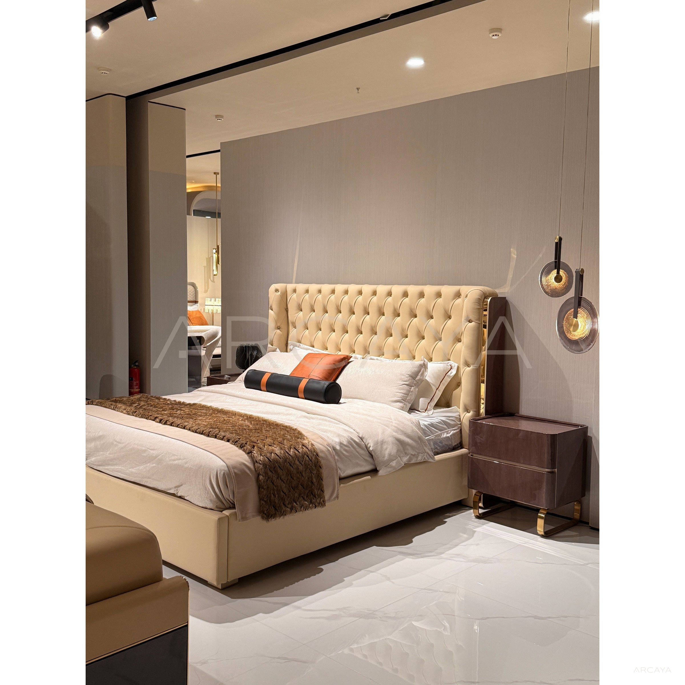 Bella Italian Leather Bed - scene