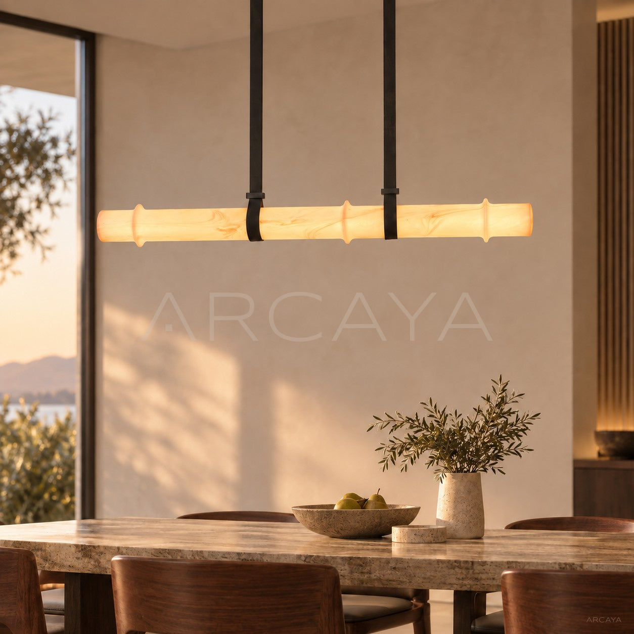 Linear Stone Bamboo Joint Pendant Light 96363