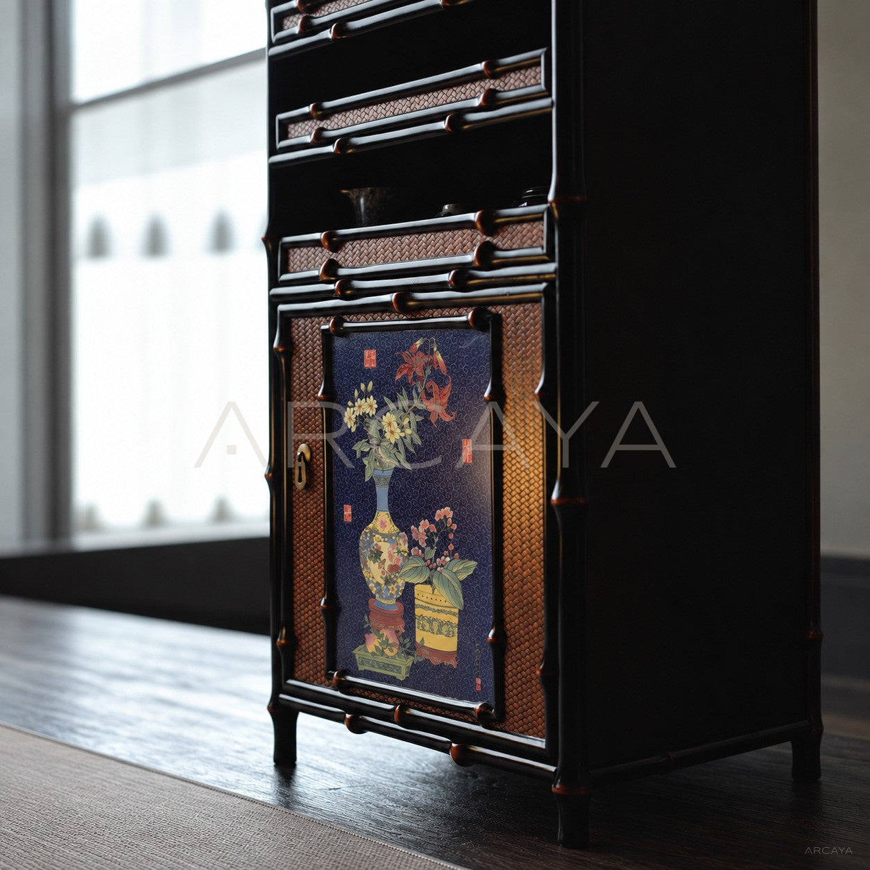 Qingyu Apothecary Cabinet Painted Doors - scene