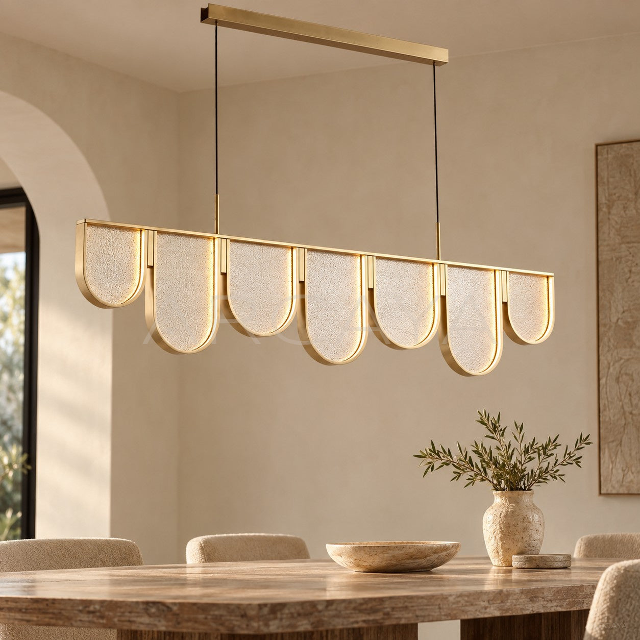 Linear Gold Wave Pendant Light 95326