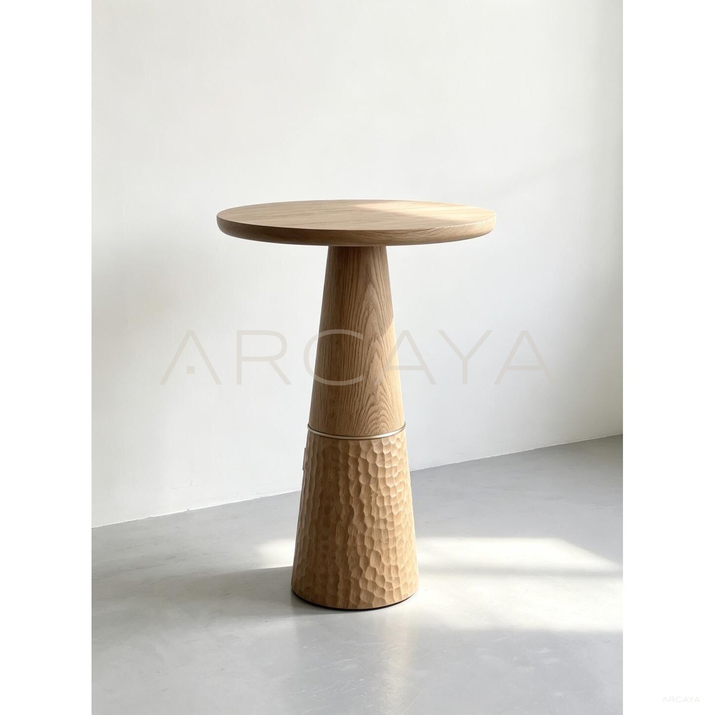 Ash Wood Hammered Side Table - scene