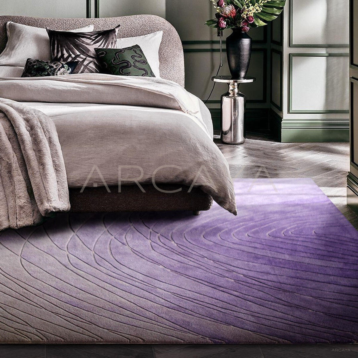 Purple Living Room Rug - scene