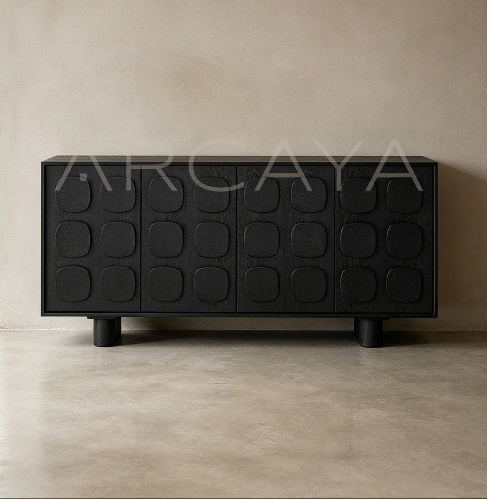 Mid Century Charcoal Relief Sideboard