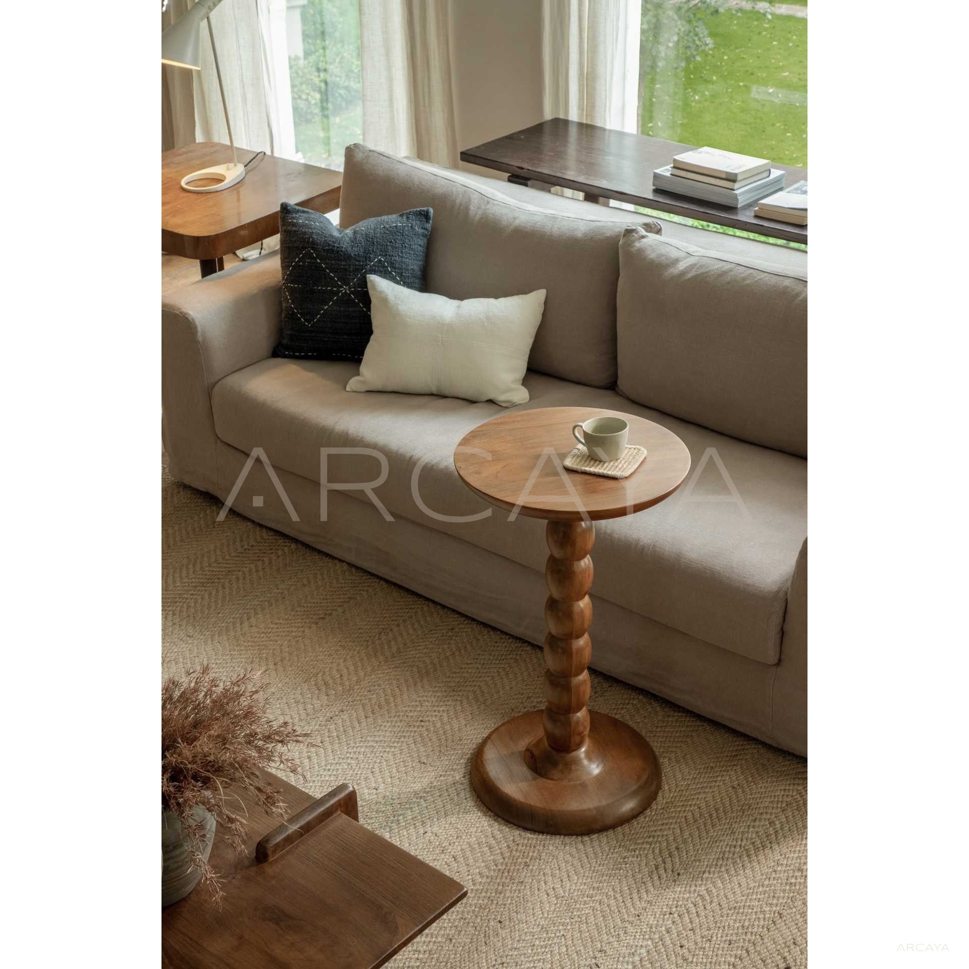 Vintage Teak Bead Side Table - scene