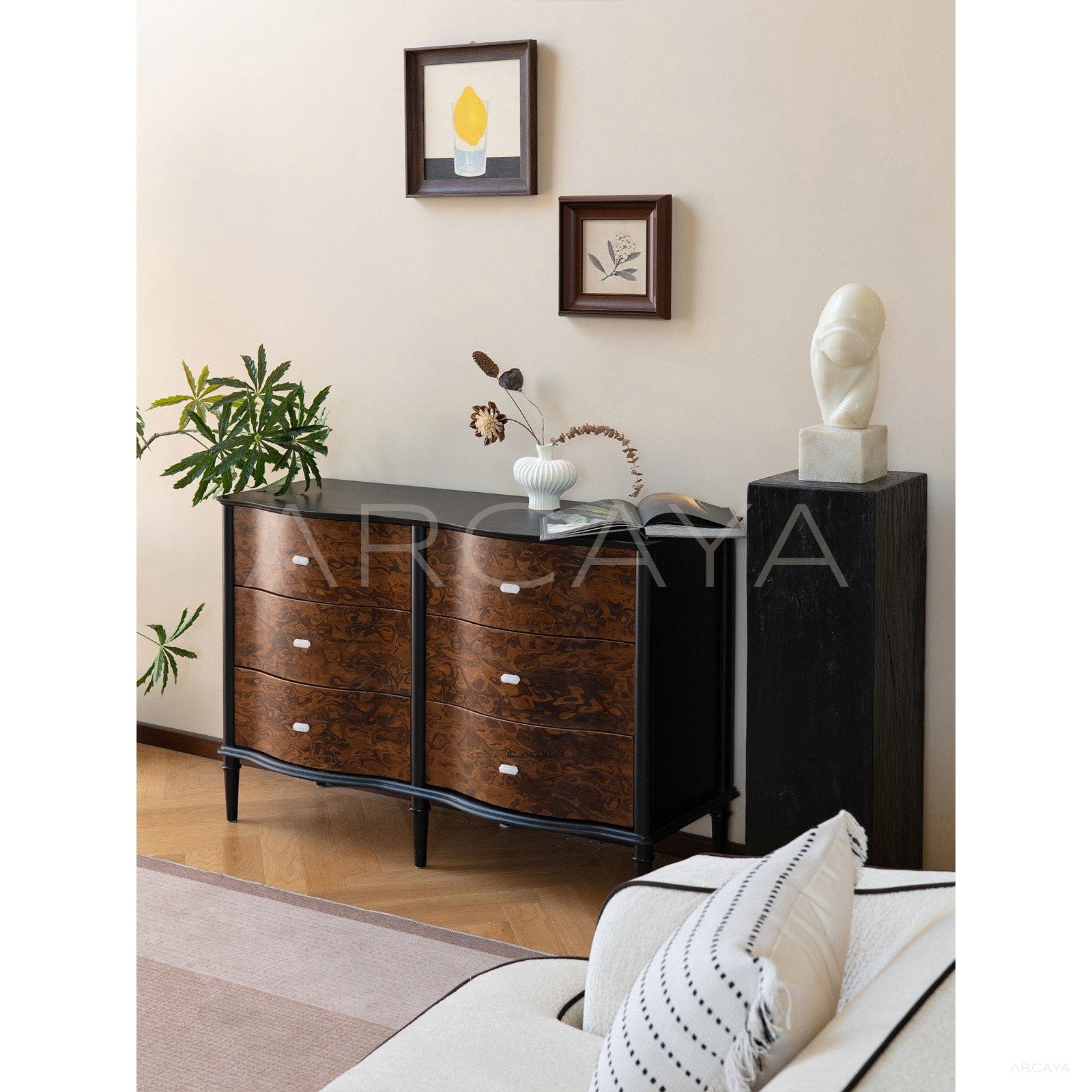 Burl Veneer Tide Cabinet - scene