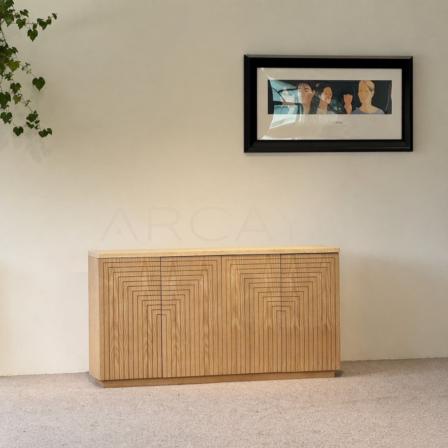 Custom Wood Travertine Shoe Cabinet - main