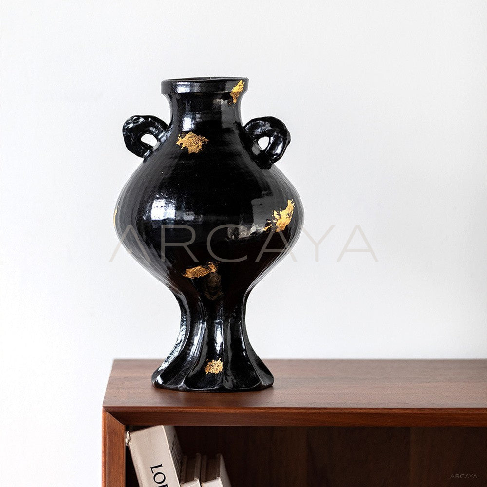 Black Gold Double Ear Vase