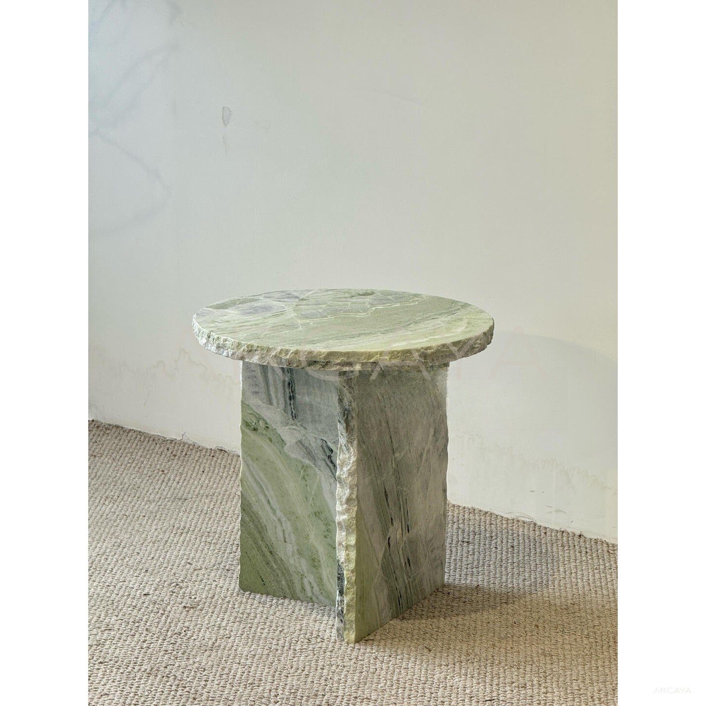 Custom Green Marble Live Edge Piece — Side Table - scene