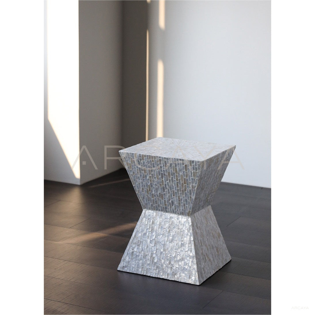 Handmade Shell Inlay Mobile Side Table