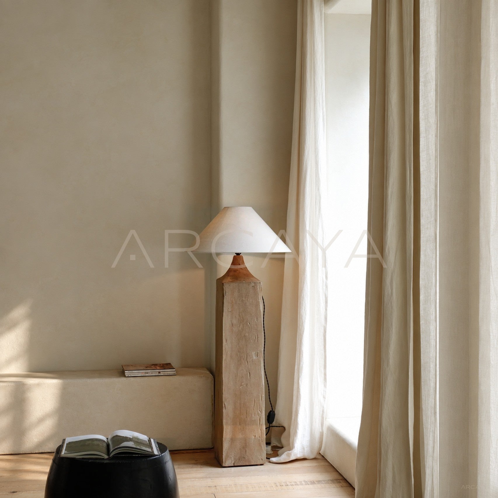 Reclaimed Wood Linen Floor Lamp
