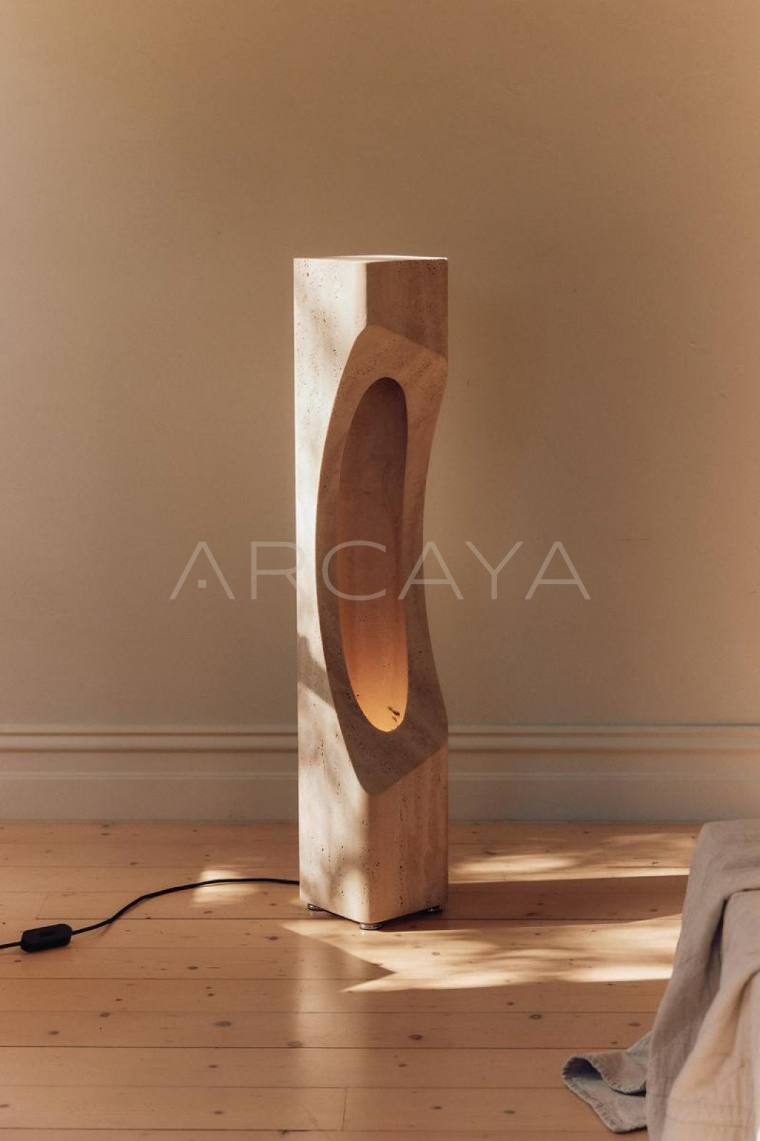Cor Roman Travertine Illuminated Totem Sculpture - scene