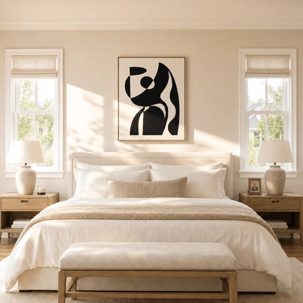 Geometric Arch Wall Art in a finished interior.