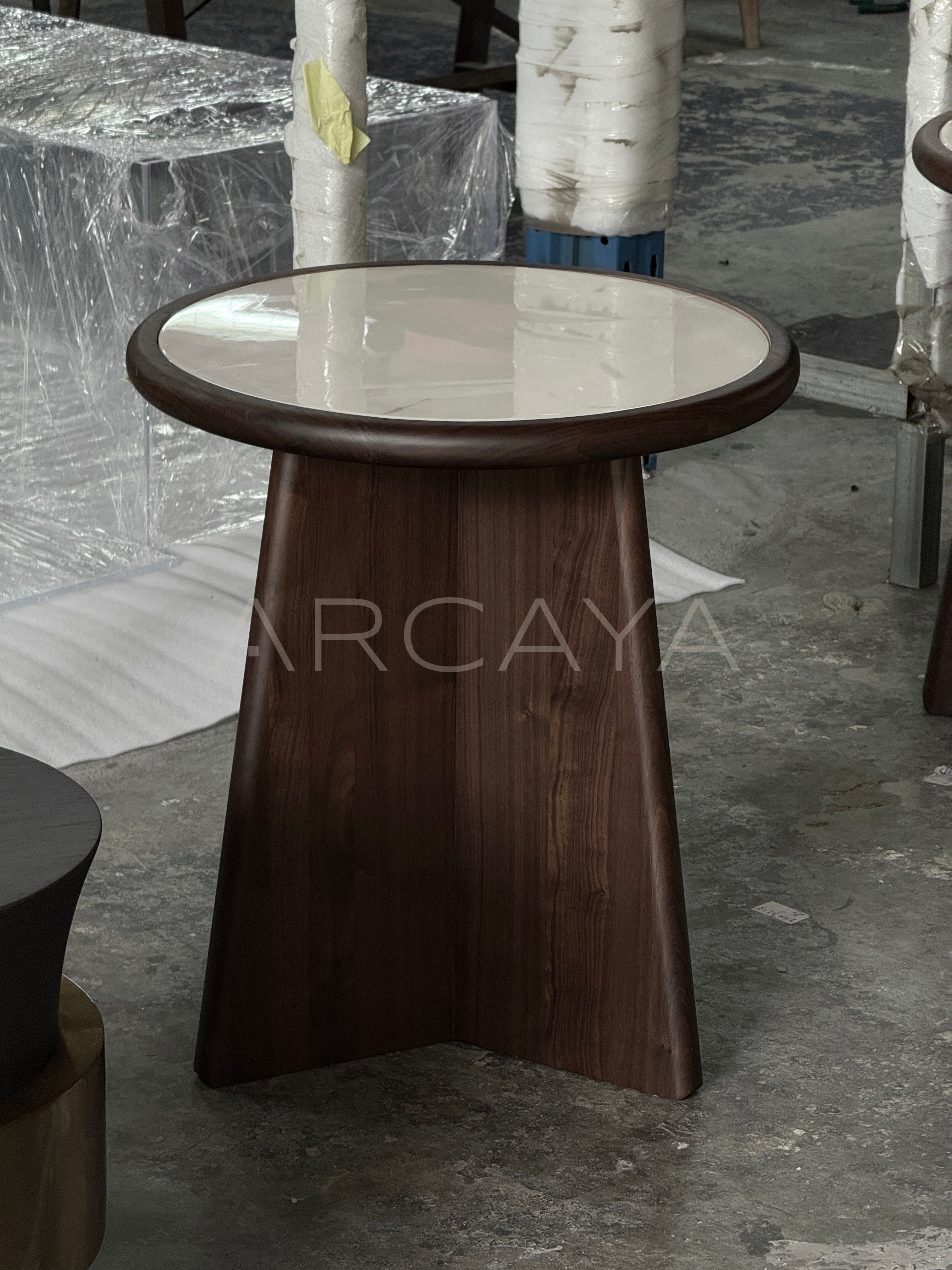 Black Walnut Marble Side Table - scene