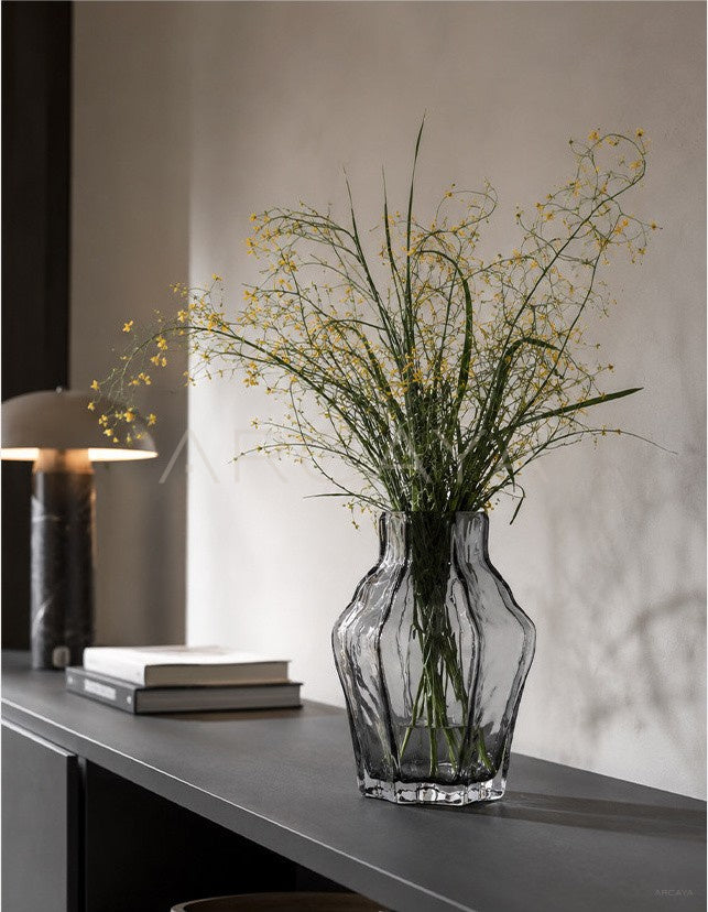 Angular Clear Glass Vase Dining - scene
