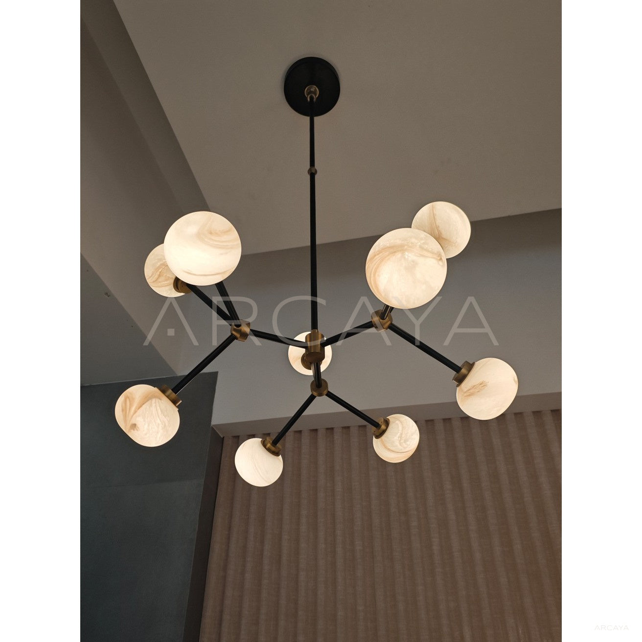 Black Branch Stone Globe Round Pendant Light 96358