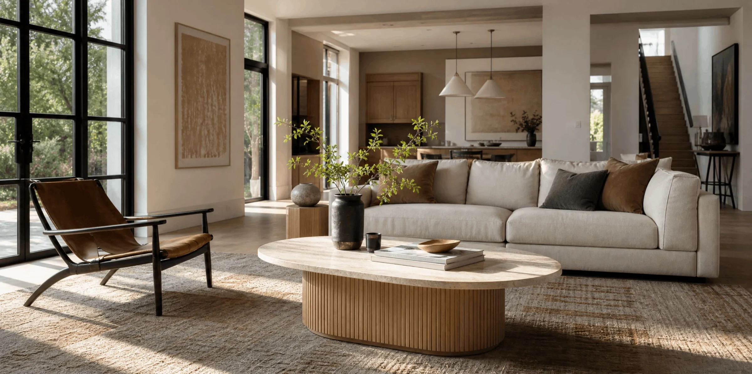 Wood Tables in a styled room